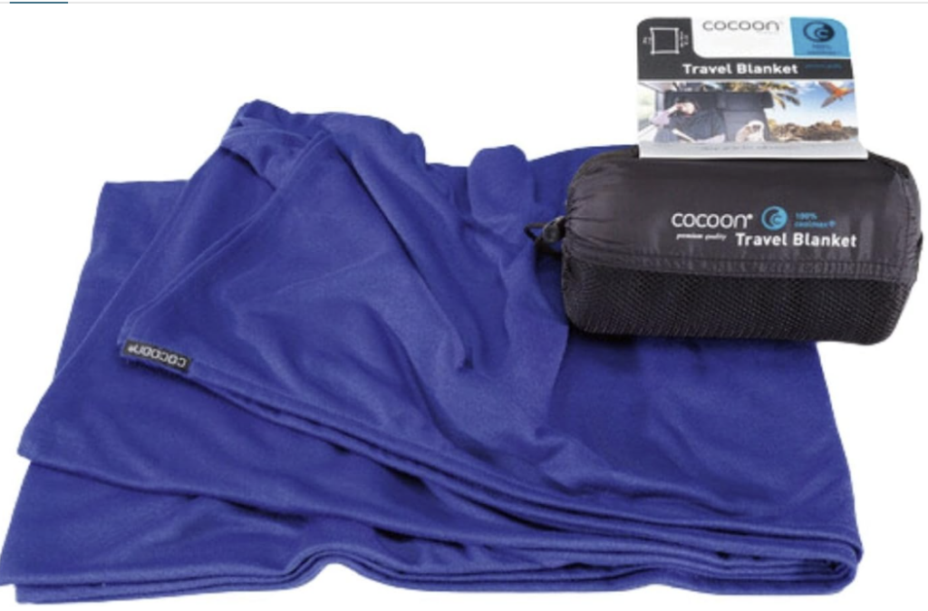 Sleep on a plane Coolmax Travel Blanket | Compact Throw Blanket for Camping and Hiking | Fits in Backpack | Attaches to Luggage 