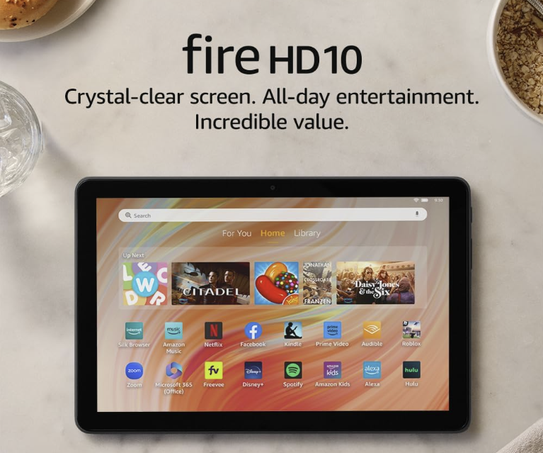 Amazon Fire HD 10 tablet (newest model) built for relaxation, 10.1" vibrant Full HD screen, octa-core processor, 