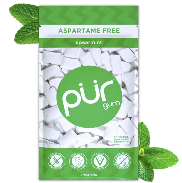 PUR Gum | Aspartame Free Chewing Gum | 100% Xylitol | Natural Spearmint Flavored Gum, 55 Pieces 