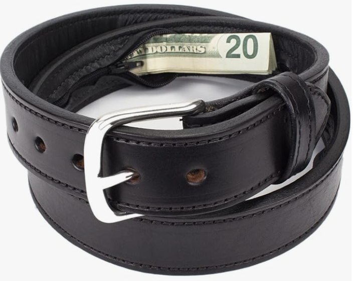 Hidden Money Pocket Travel Leather Belt