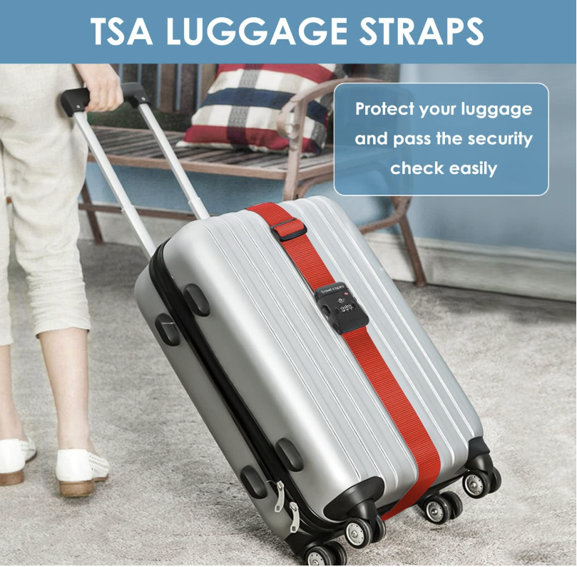 Best luggage straps with TSA combination lock.