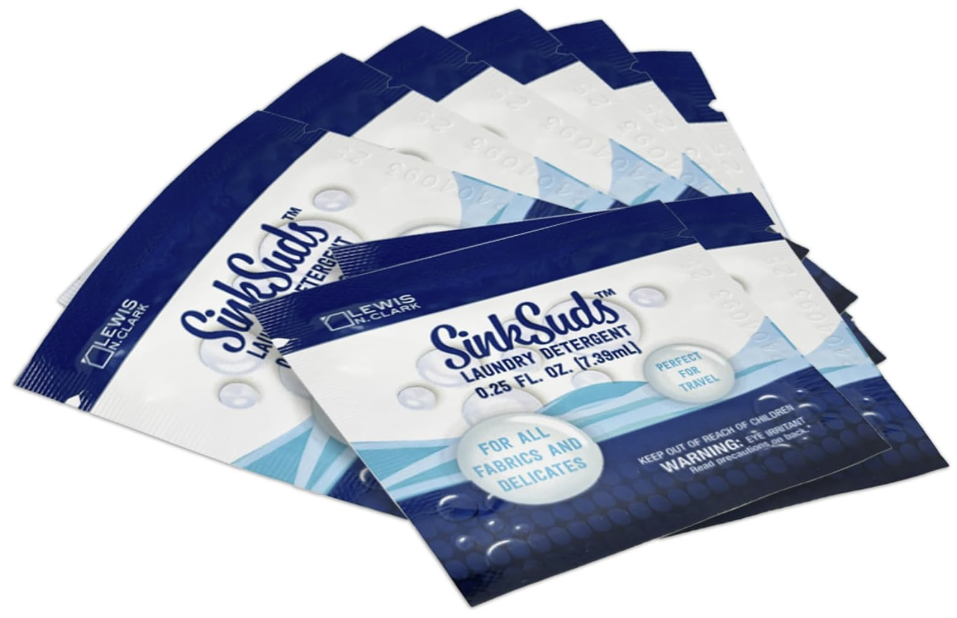 Sink Suds travel laundry soap washing clothes while traveling